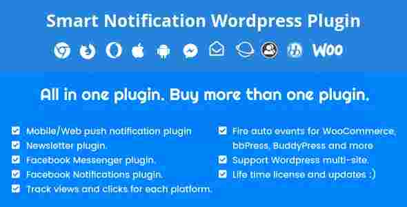 Smart Notification WordPress Plugin GPL Web & Mobile Push, FB Messenger, FB Notifications & Newsletter 3 Smart Notification WordPress Plugin GPL Pro Download