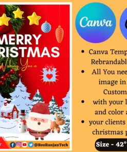 Merry Christmas Poster Templates Canva Editable | Holiday Instagram Templates | Christmas New Year 2023 Instagram Feed | Canva Designs