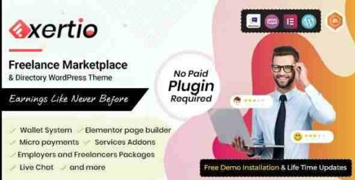 Exertio Theme GPL Freelance Marketplace Premium WordPress Theme