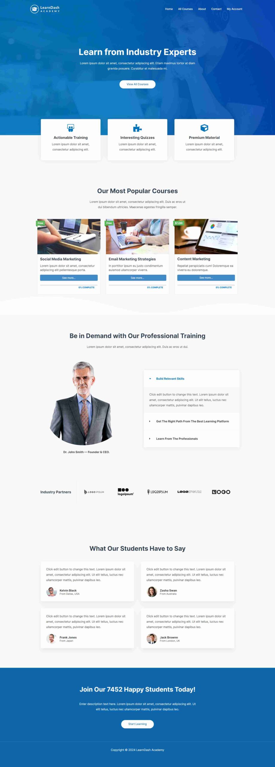 course selling website template