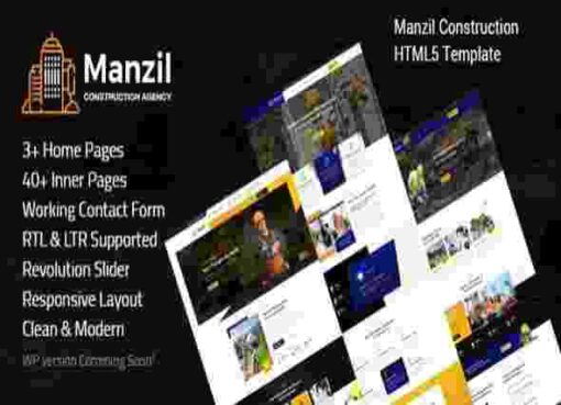Manzil Theme GPL Construction and Building WordPress Theme