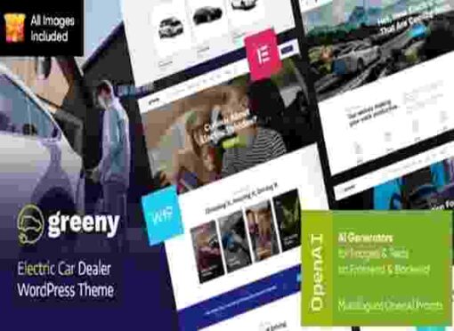 Greeny Theme GPL Electric Car Dealership WordPress Theme